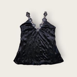 Vintage Y2k Funkadelic black with silver embellishments v-neck tank top